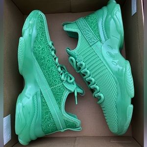 Steve Madden MAXIMA Women’s Green Rhinestone Sneakers (Only worn Once) size 9